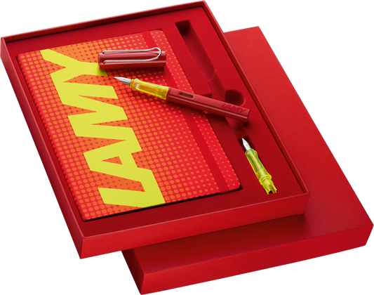 Lamy AL-star 022 glossy red FP F Set w. notebook