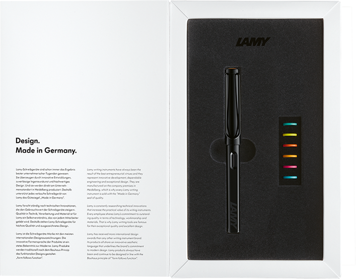 LAMY Safari 0B2 All Black Multicolor Rings Πένα Medium