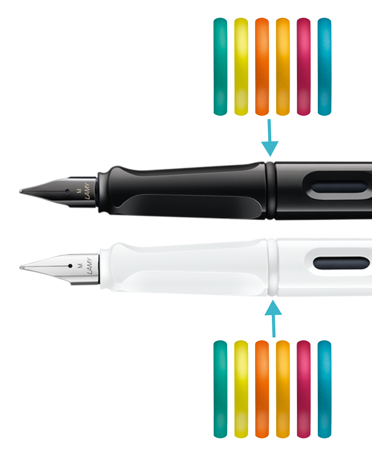 LAMY Safari 0B1 All White Multicolor Rings Πένα Medium